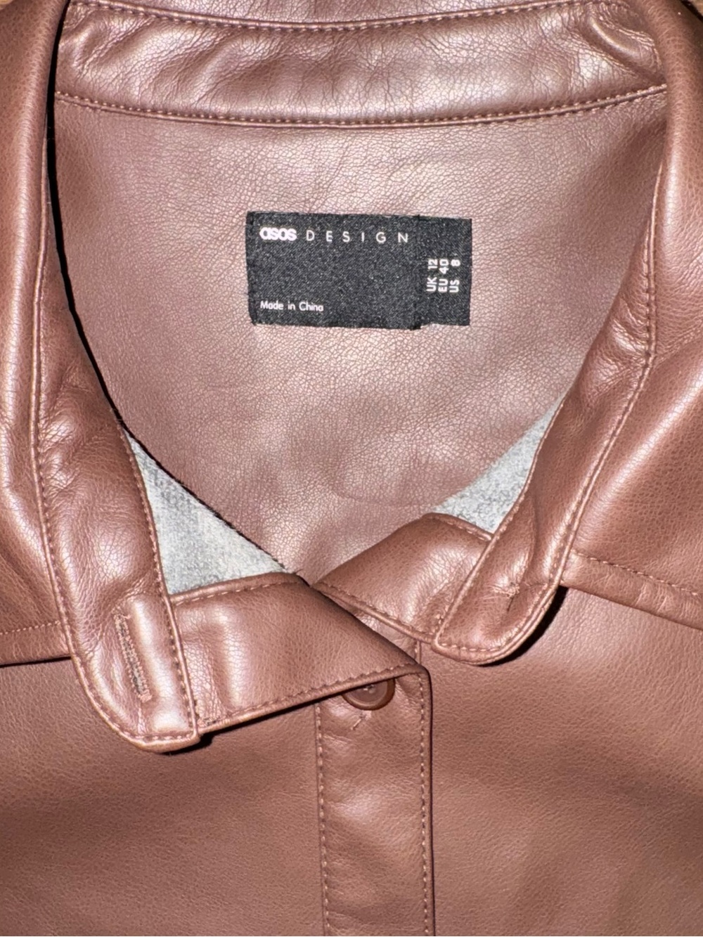 Brown Faux Leather Button Up Shirt - Picture 12 of 12